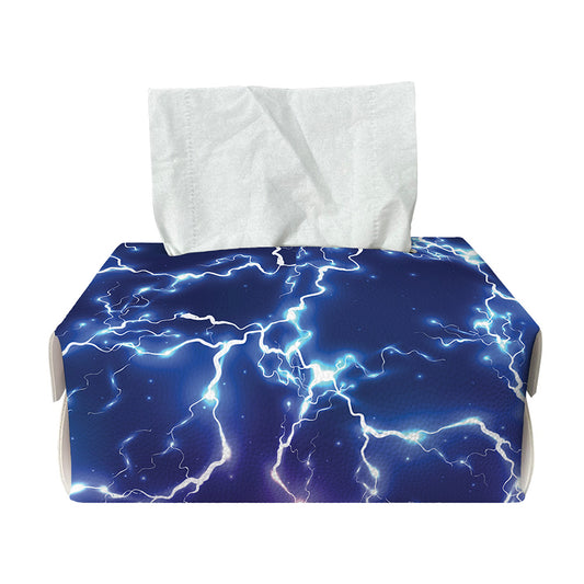 Blue And Purple Lightning Print Rectangle Tissue Box Cover