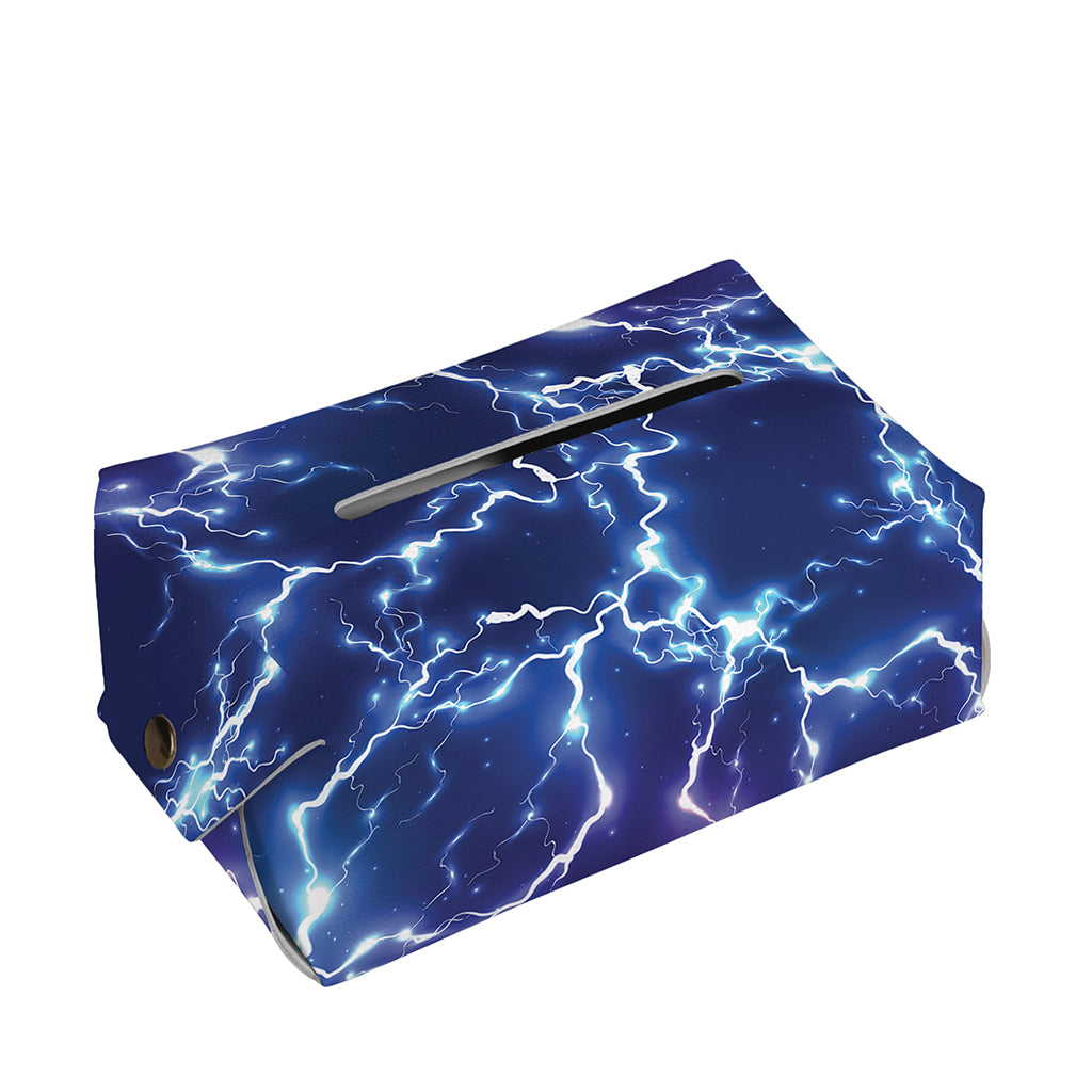 Blue And Purple Lightning Print Rectangle Tissue Box Cover