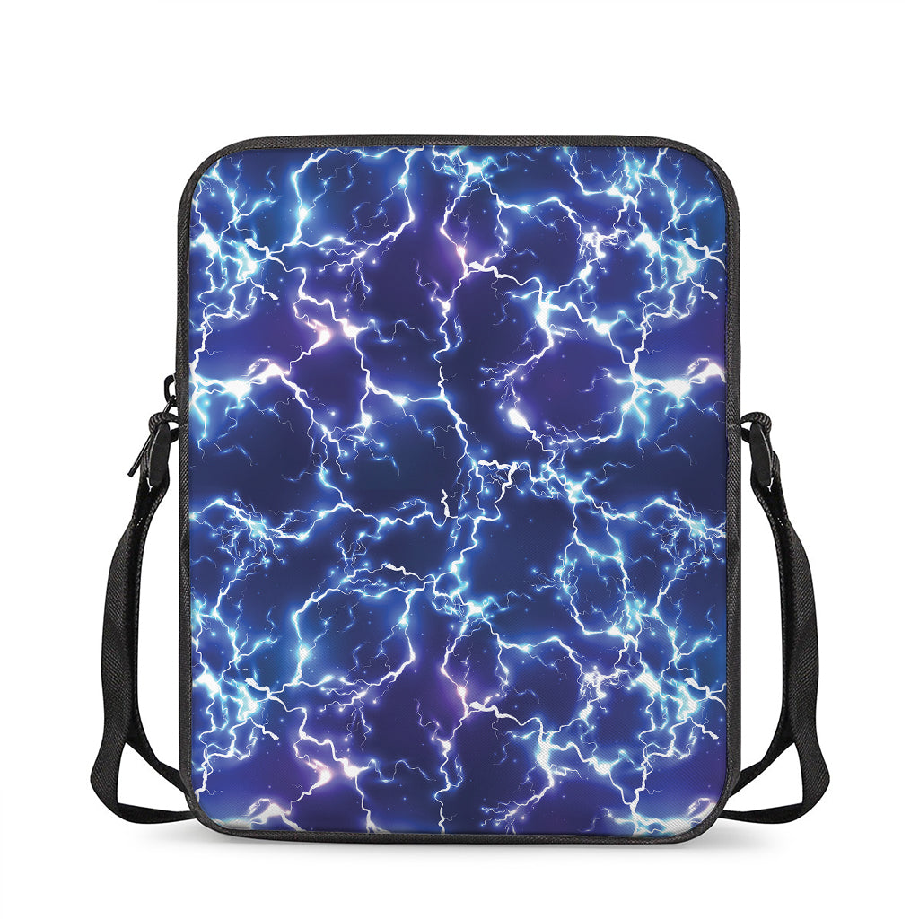 Blue And Purple Lightning Print Rectangular Crossbody Bag