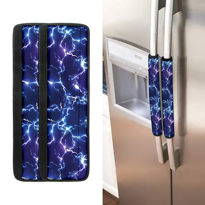 Blue And Purple Lightning Print Refrigerator Handle Covers