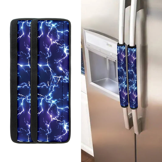 Blue And Purple Lightning Print Refrigerator Handle Covers