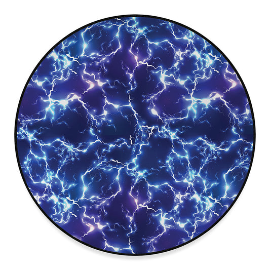 Blue And Purple Lightning Print Round Floor Mat