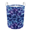 Blue And Purple Lightning Print Round Laundry Basket
