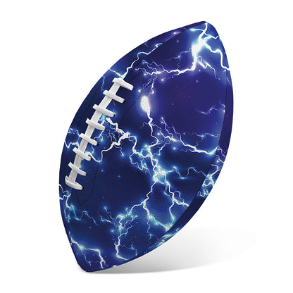 Blue And Purple Lightning Print Rugby Ball