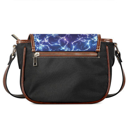 Blue And Purple Lightning Print Saddle Bag