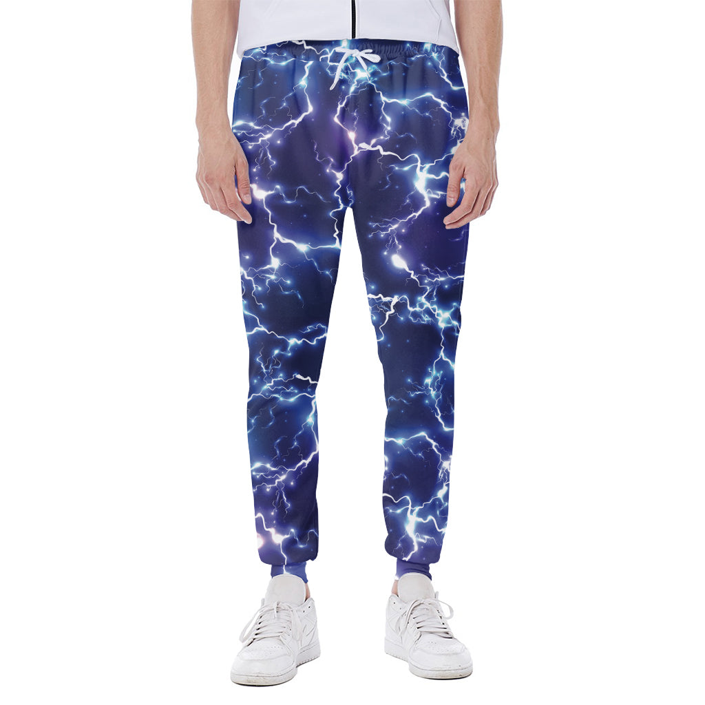 Blue And Purple Lightning Print Scuba Joggers