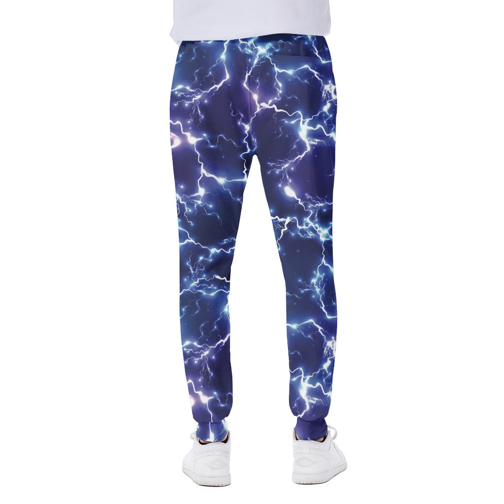 Blue And Purple Lightning Print Scuba Joggers