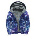 Blue And Purple Lightning Print Sherpa Lined Zip Up Hoodie