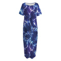 Blue And Purple Lightning Print Short Sleeve Long Nightdress