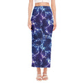 Blue And Purple Lightning Print Side Slit Maxi Skirt