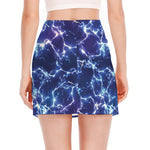 Blue And Purple Lightning Print Side Slit Mini Skirt