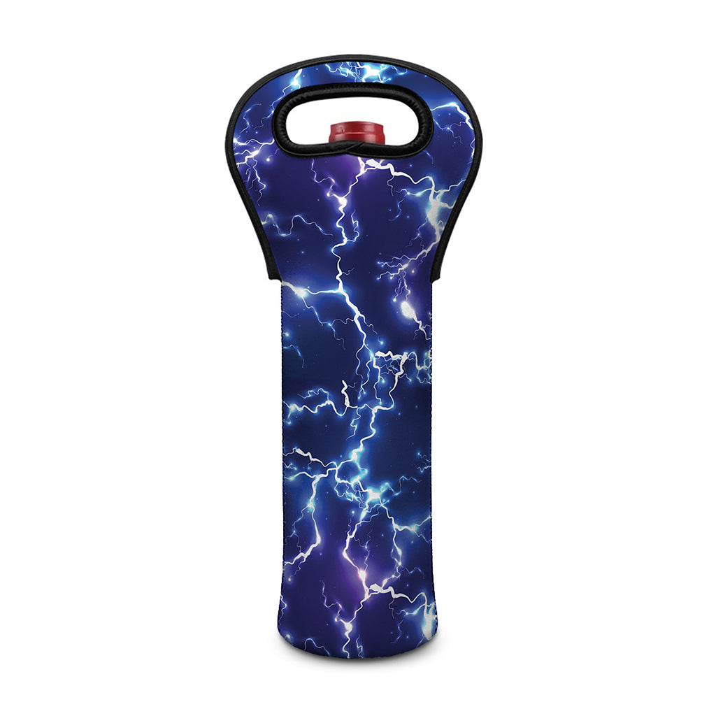 Blue And Purple Lightning Print Single Neoprene Wine Tote