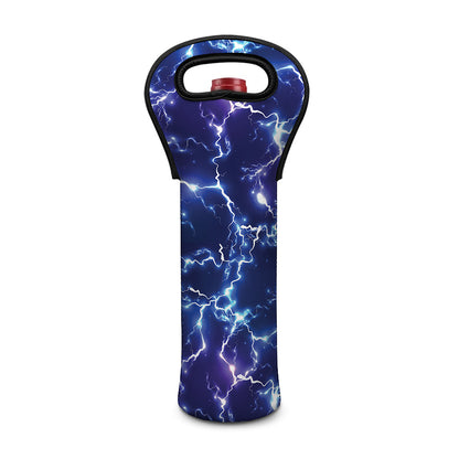 Blue And Purple Lightning Print Single Neoprene Wine Tote