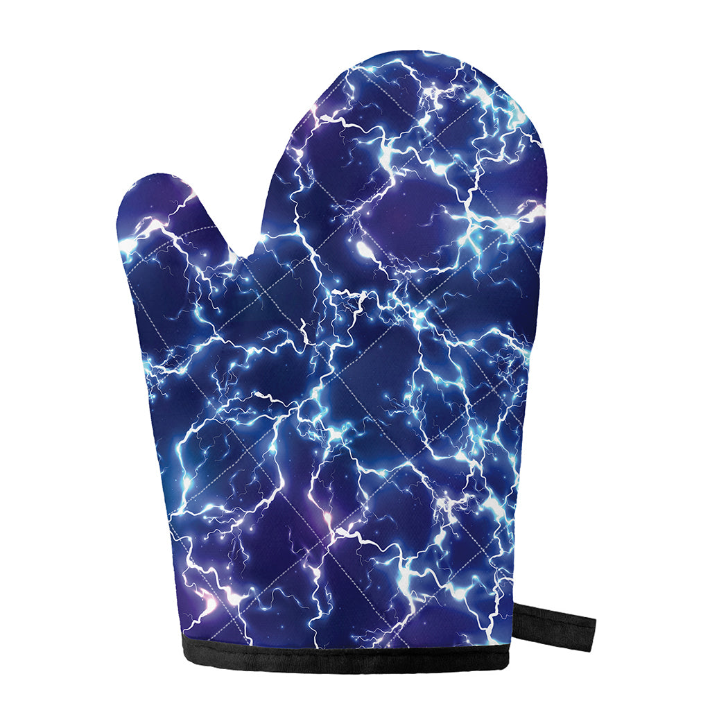 Blue And Purple Lightning Print Single Oven Mitt