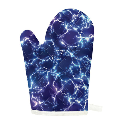 Blue And Purple Lightning Print Single Oven Mitt