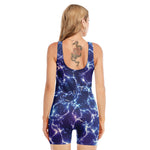 Blue And Purple Lightning Print Sleeveless One Piece Swimsuit