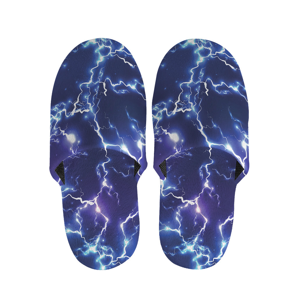 Blue And Purple Lightning Print Slippers