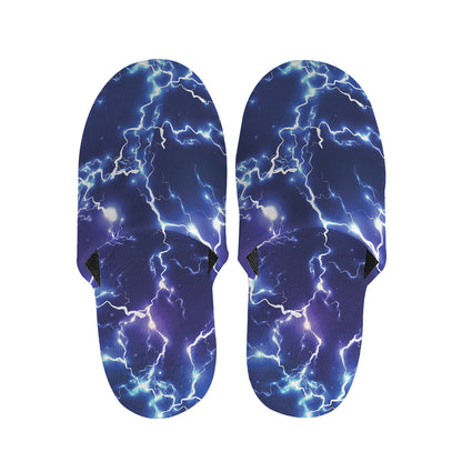 Blue And Purple Lightning Print Slippers