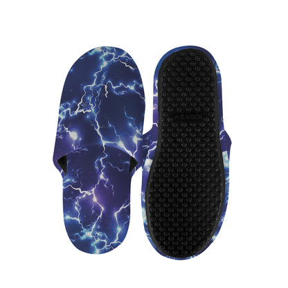 Blue And Purple Lightning Print Slippers