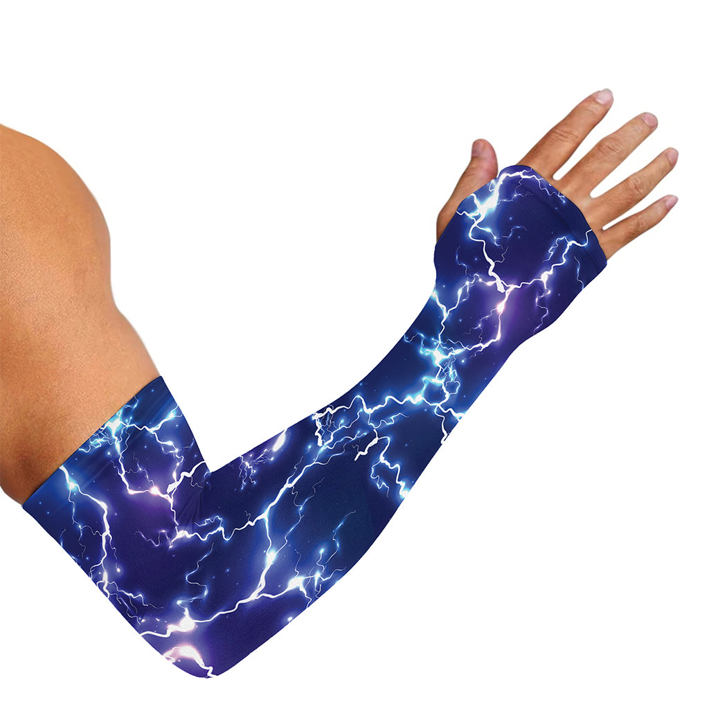 Blue And Purple Lightning Print Sun Protection Arm Sleeves