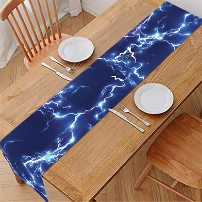 Blue And Purple Lightning Print Table Runner