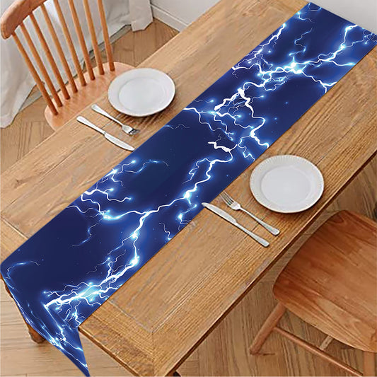 Blue And Purple Lightning Print Table Runner