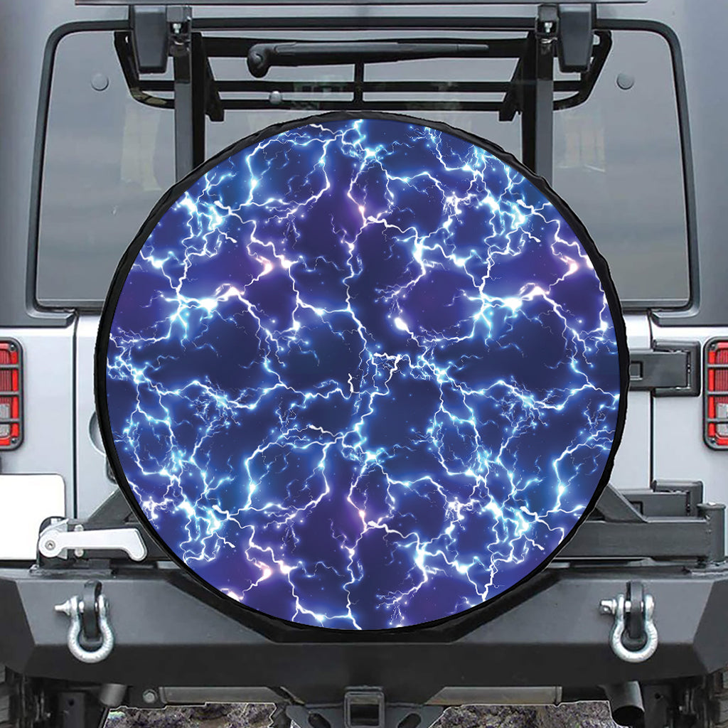 Blue And Purple Lightning Print Tire Cover