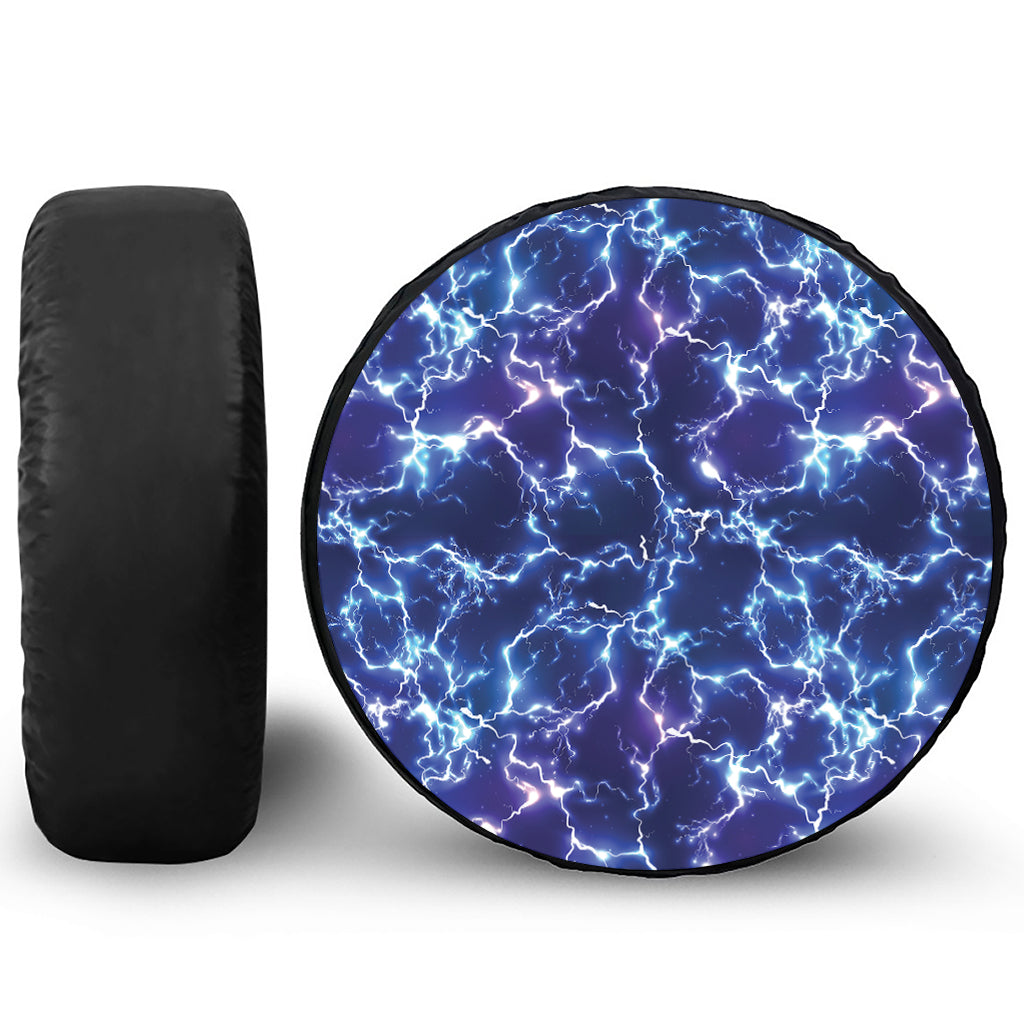 Blue And Purple Lightning Print Tire Cover
