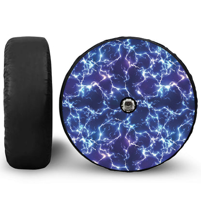Blue And Purple Lightning Print Tire Cover With Camera Hole