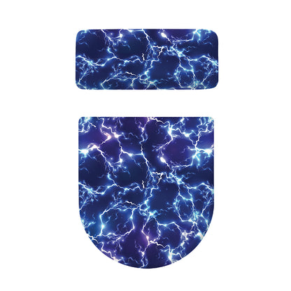Blue And Purple Lightning Print Toilet Lid And Tank Cover Set