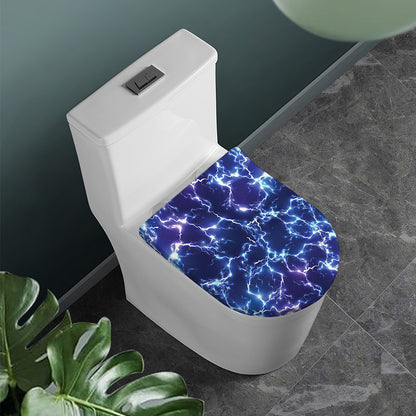Blue And Purple Lightning Print Toilet Lid Cover