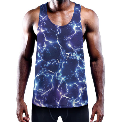 Blue And Purple Lightning Print Training Tank Top