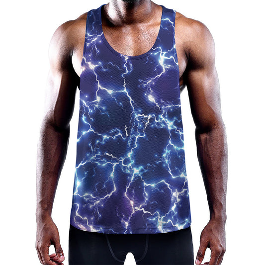 Blue And Purple Lightning Print Training Tank Top