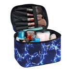 Blue And Purple Lightning Print Travel Makeup Bag