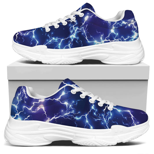 Blue And Purple Lightning Print White Chunky Shoes