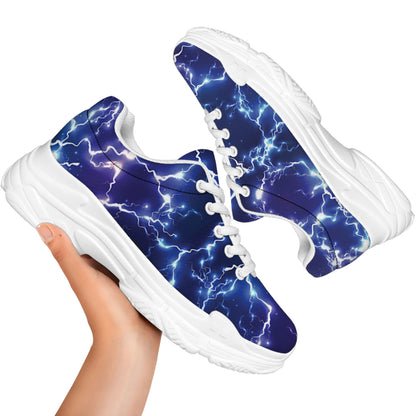 Blue And Purple Lightning Print White Chunky Shoes