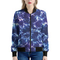 Blue And Purple Lightning Print Women's Bomber Jacket