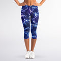 Blue And Purple Lightning Print Women's Capri Leggings