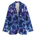 Blue And Purple Lightning Print Women's Cotton Blazer
