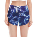 Blue And Purple Lightning Print Women's Split Running Shorts