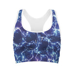 Blue And Purple Lightning Print Women's Sports Bra