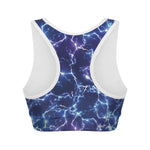 Blue And Purple Lightning Print Women's Sports Bra