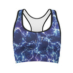 Blue And Purple Lightning Print Women's Sports Bra