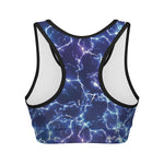 Blue And Purple Lightning Print Women's Sports Bra