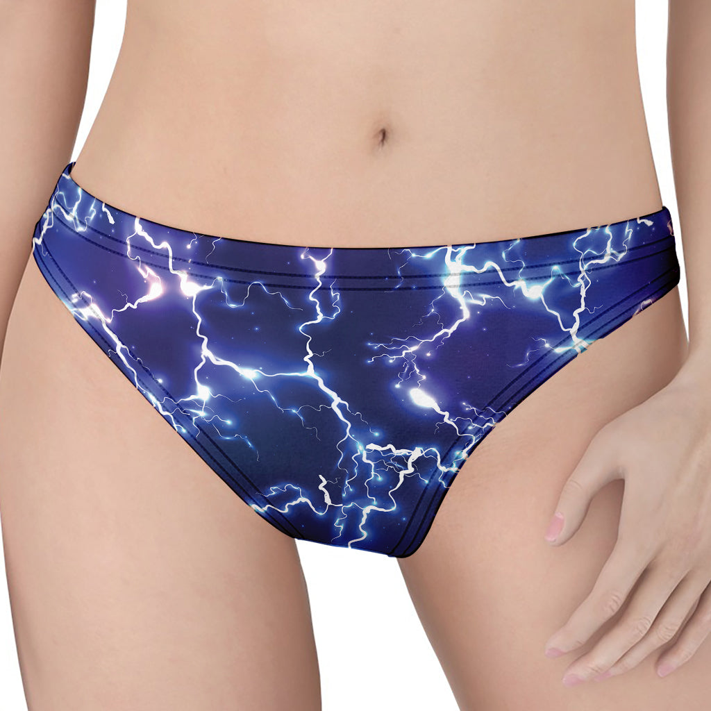 Blue And Purple Lightning Print Women's Thong