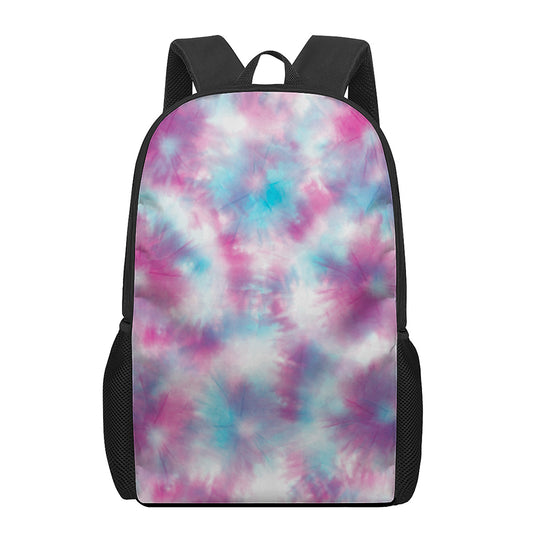 Blue And Purple Shibori Tie Dye Print 17 Inch Backpack