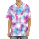 Blue And Purple Shibori Tie Dye Print Aloha Shirt