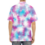 Blue And Purple Shibori Tie Dye Print Aloha Shirt