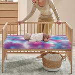 Blue And Purple Shibori Tie Dye Print Baby Crib Sheet