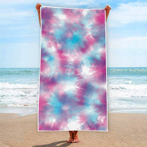 Blue And Purple Shibori Tie Dye Print Beach Towel